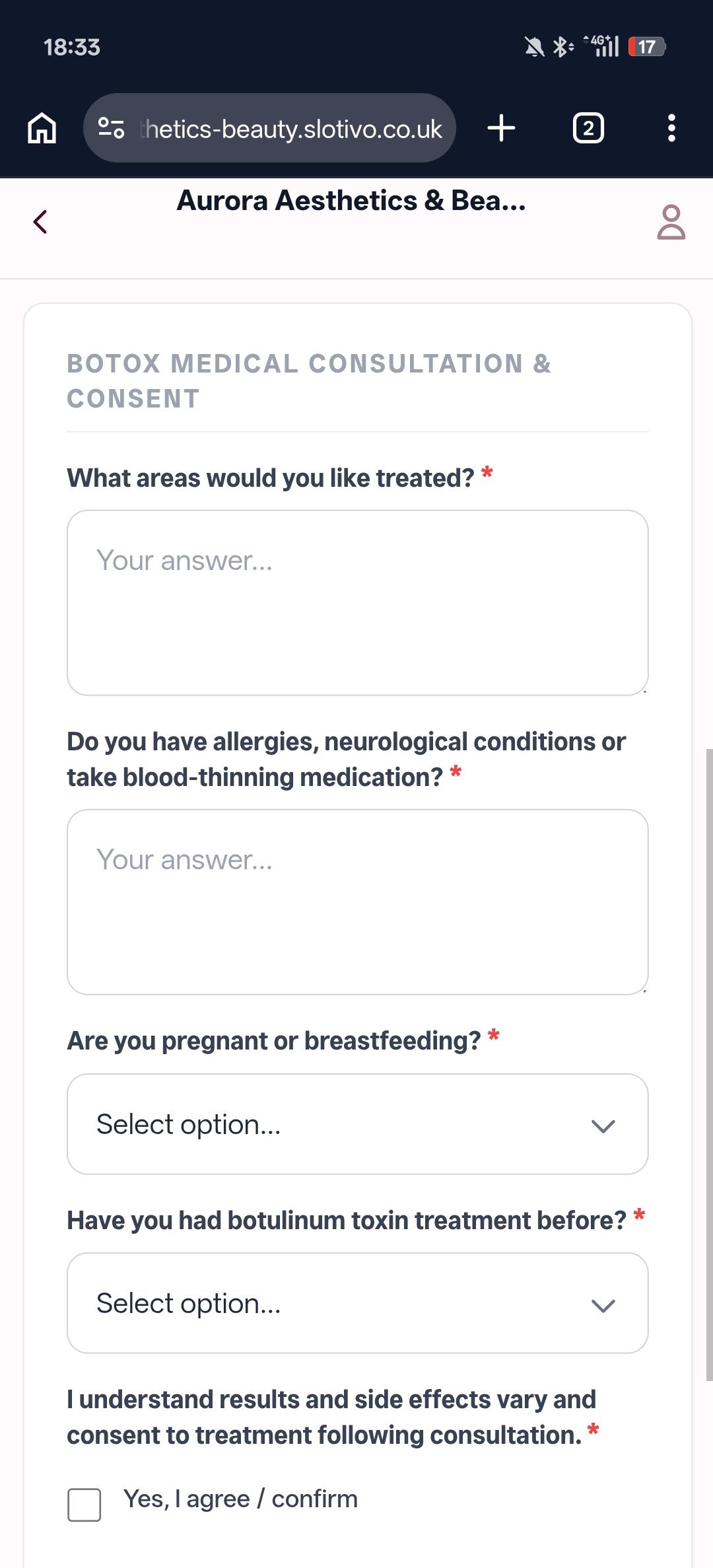 Medical Consultation Form in Slotivo