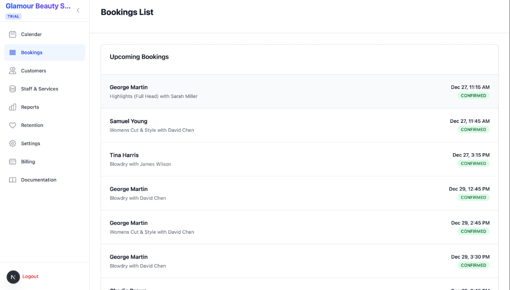 Bookings Dashboard