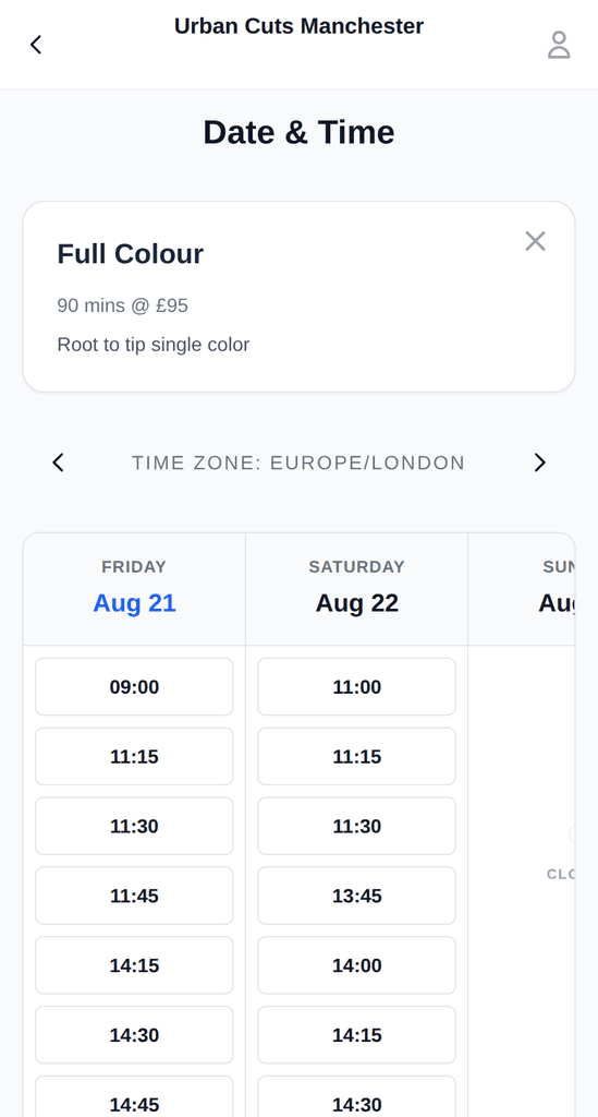 Customer booking from the Slotivo app