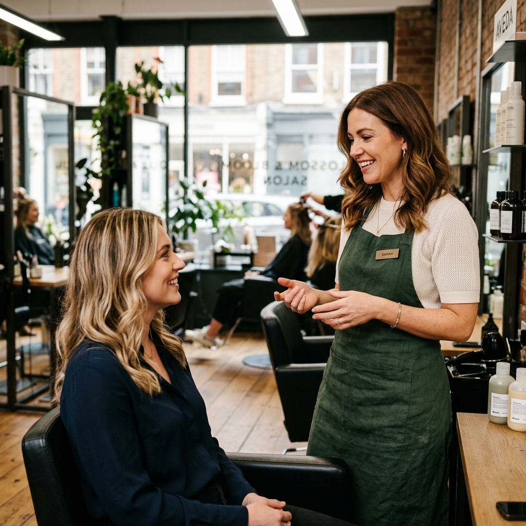 UK Hair Salon Stylist at Work